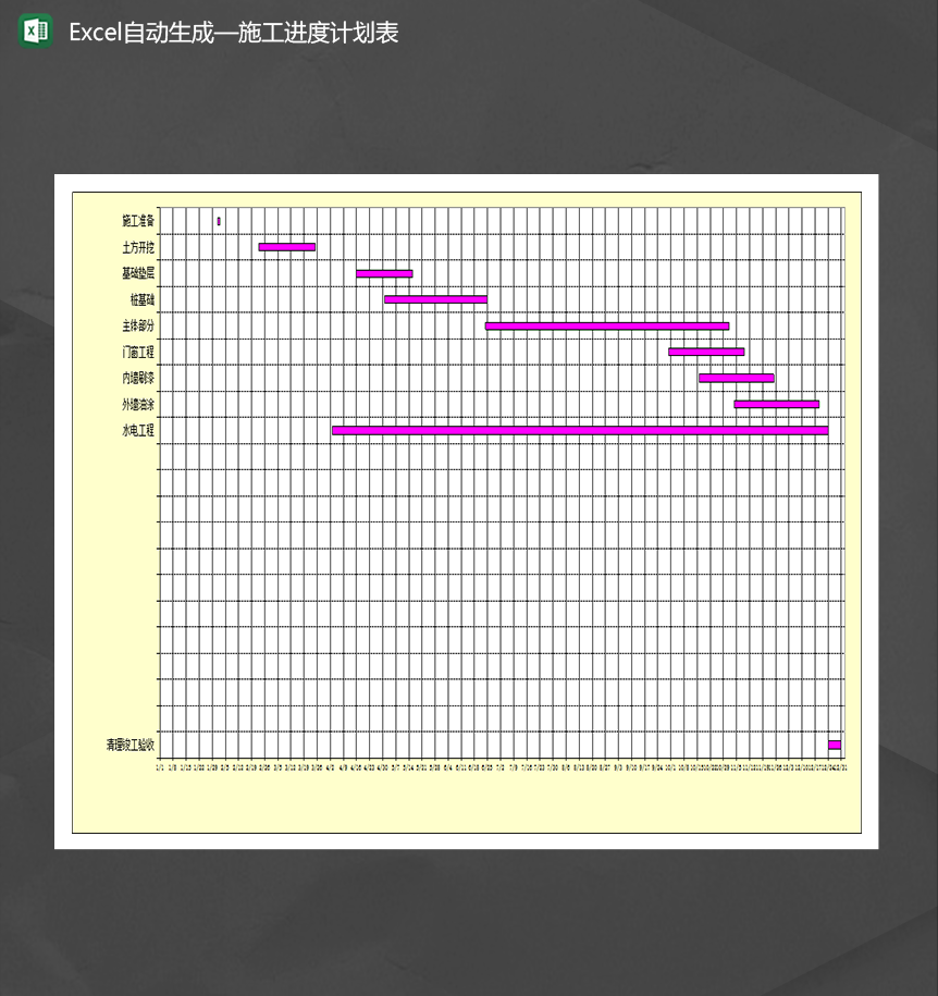 自动生成施工进度计划表明细统计表Excel模板