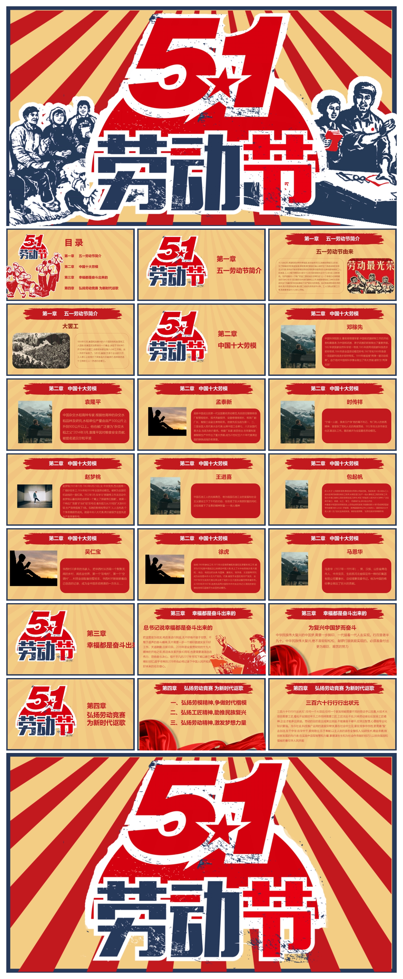 51劳动节日活动由来宣传介绍PPT模板